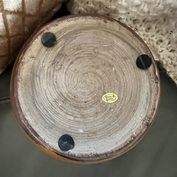 VINTAGE Rustic GLAZED Crackle CERAMIC Amber BOWL - Picture 7 of 15